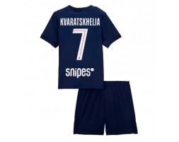 Paris Saint-Germain Khvicha Kvaratskhelia #7 Hemmaställ Barn 2025-26 Kortärmad (+ Korta byxor)